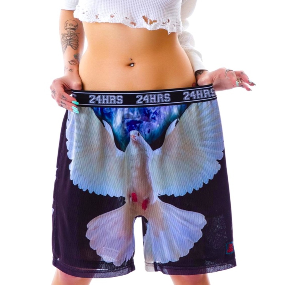Dolls Kill 24 Hr Wonderland Graphic Print Sports Shorts Women Color Black Size L
